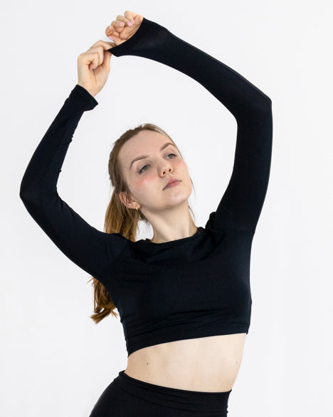 Cropped Breathe Manga Longa Preto