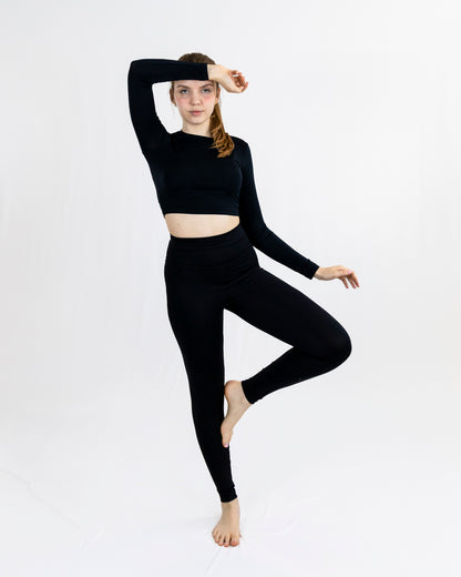 Cropped Breathe Manga Longa Preto