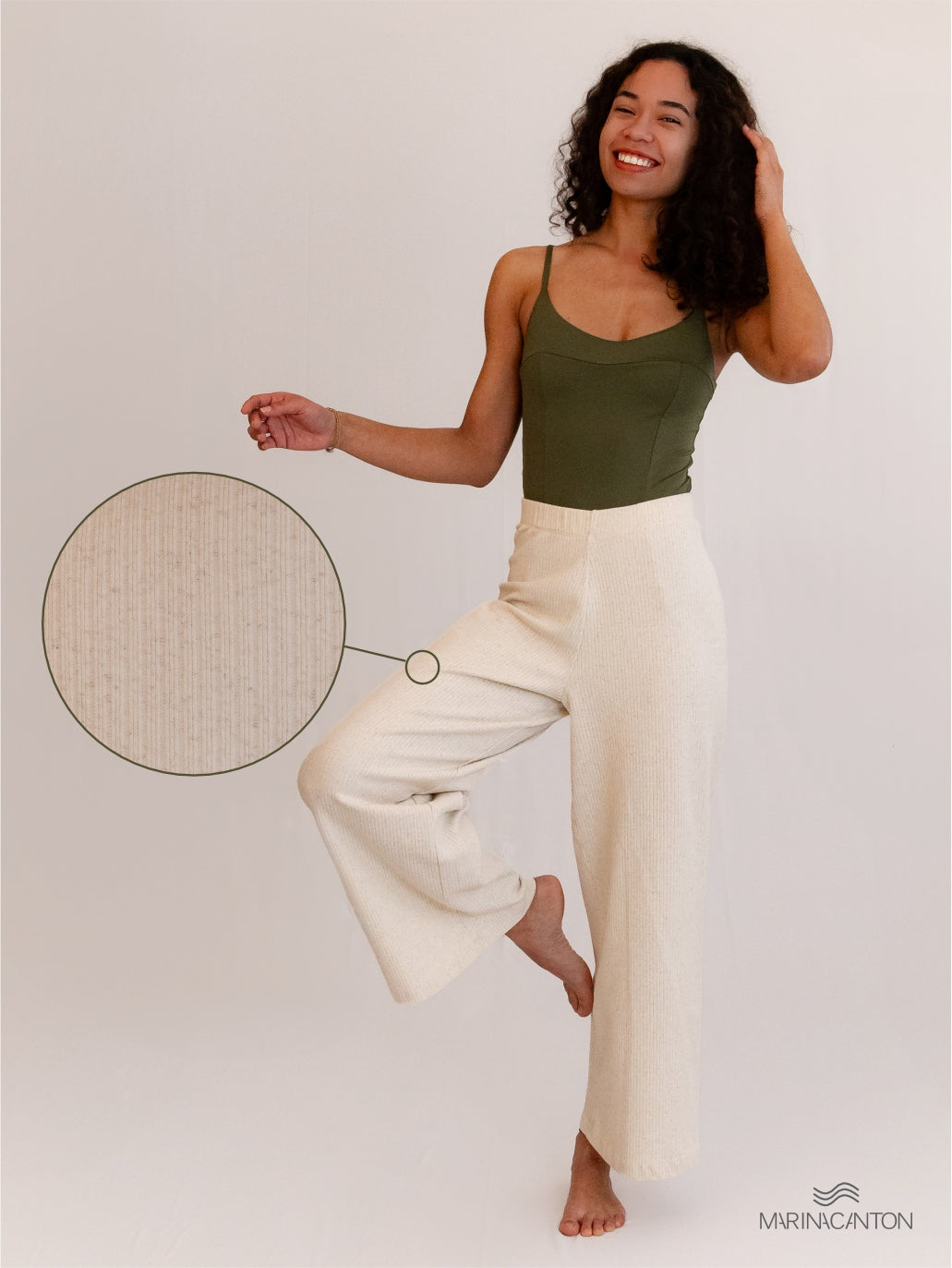 Calça Pantacourt Semear Canelado Linho