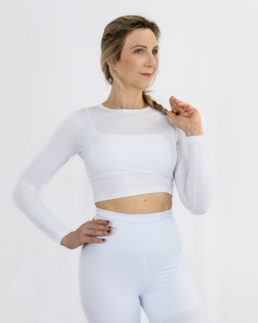 Cropped Breathe Manga Longa Branco