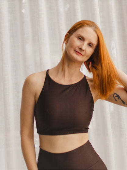 Top Spirit Alça Cruzada Café