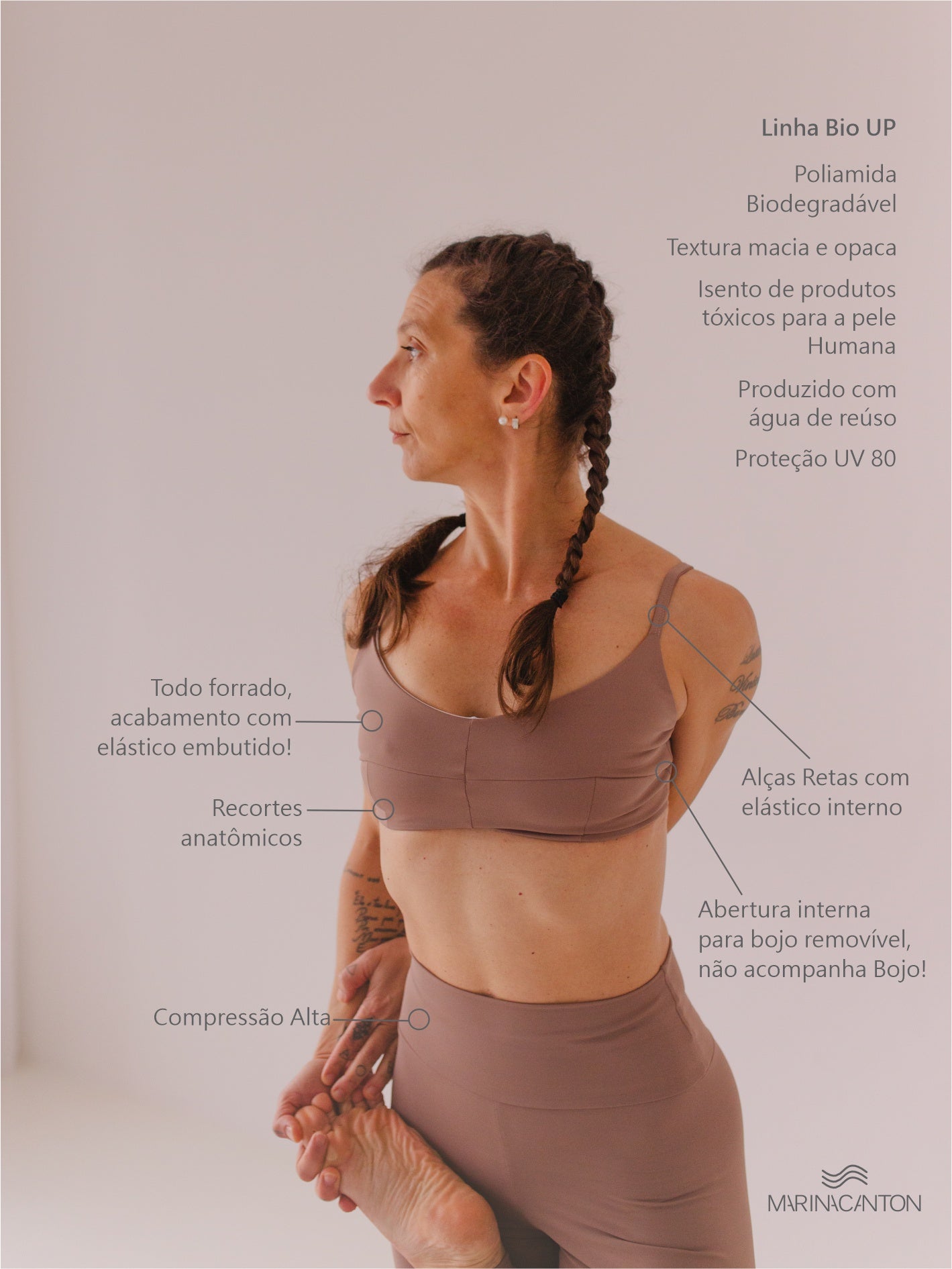 Top Bio UP Compress Alcinha Recortes Avelã