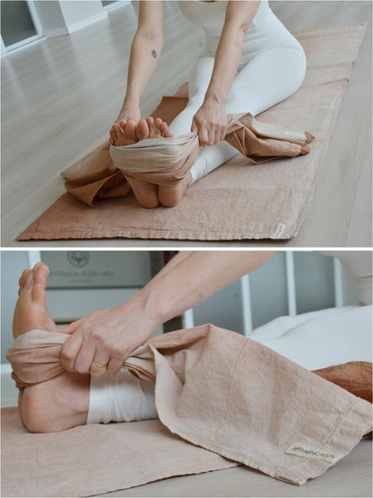 Kit Cotton Mat  + Toalha de Ajuste 100% Algodão com Tingimento Artesanal - Degradê Terra