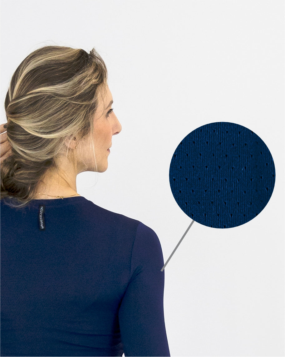 Cropped Breathe Manga Curta Marinho