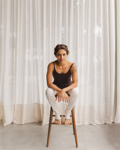Polaina Longa com Pézinho em Algodão Canelado Off White