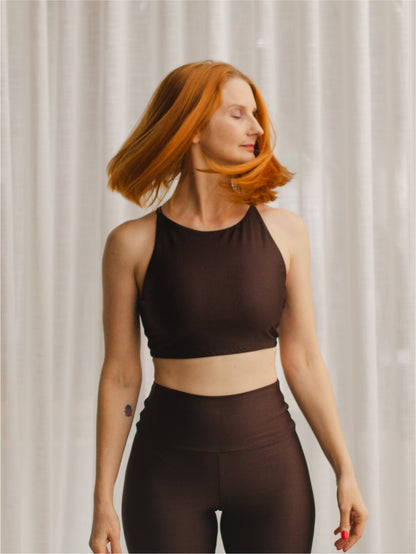 Top Spirit Alça Cruzada Café