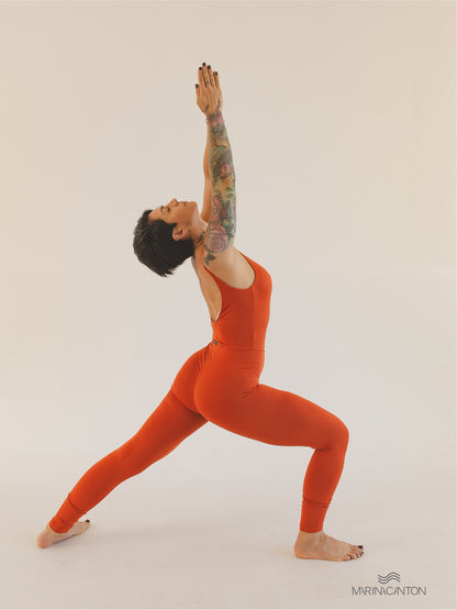 Macacão Bio Light Alcinha Costas V com Shorts Interno Colors Laranja Terracota