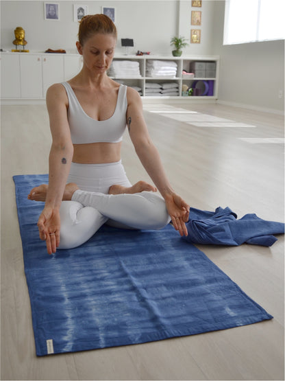 Cotton Mat 100% Algodão com Tingimento Artesanal - Tie Dye Azul Mar