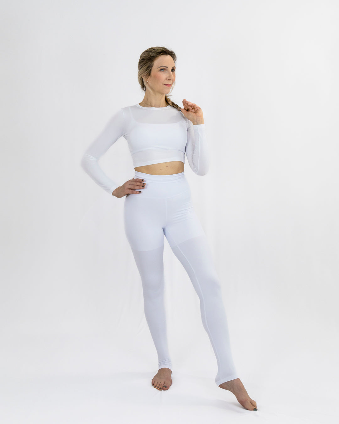 Cropped Breathe Manga Longa Branco