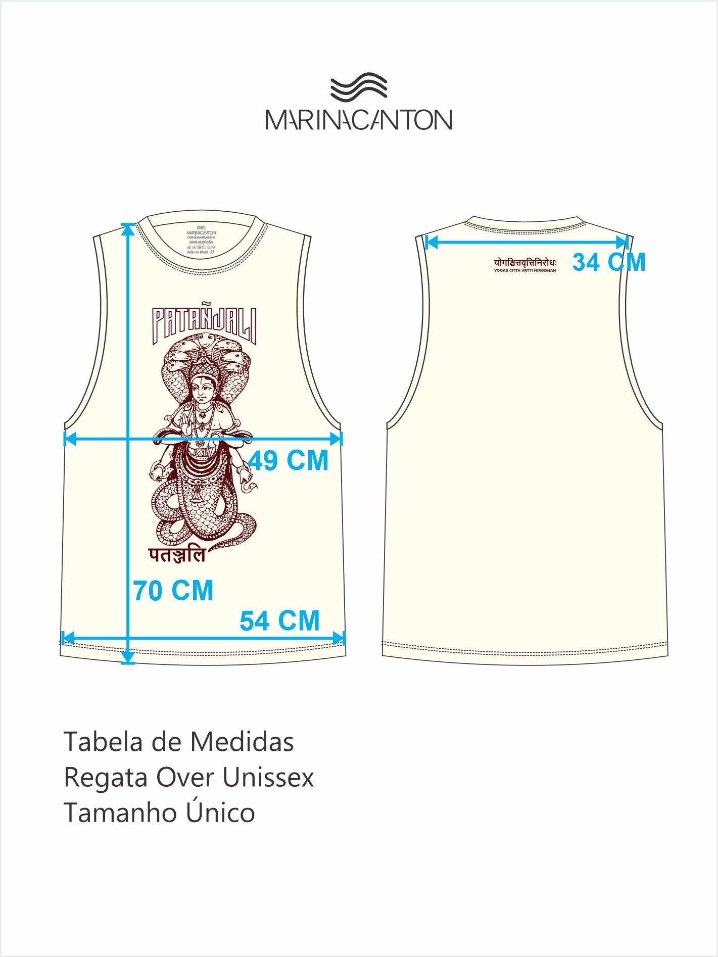 Regata  Patanjali, Unissex,  100% algodão - Off White
