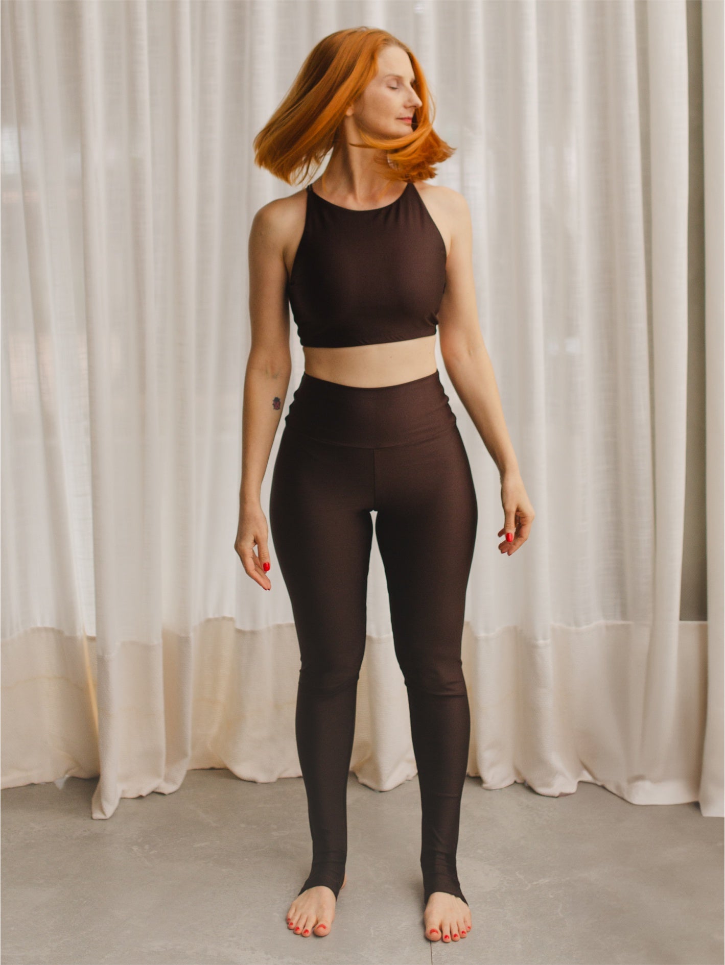 Legging Spirit Cintura Alta com Pézinho Café