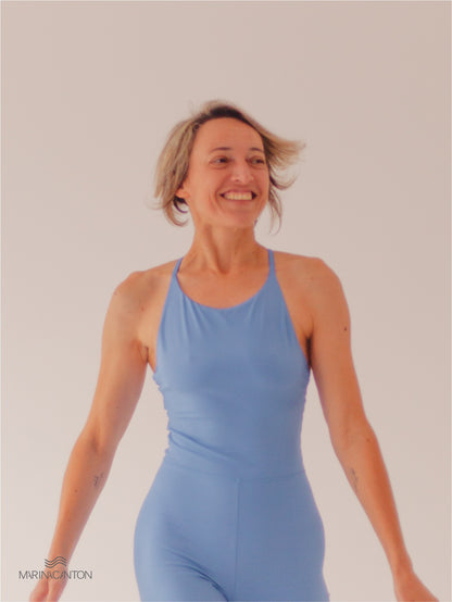 Macaquinho Bio UP Compress Alça Cruzada Azul Índigo