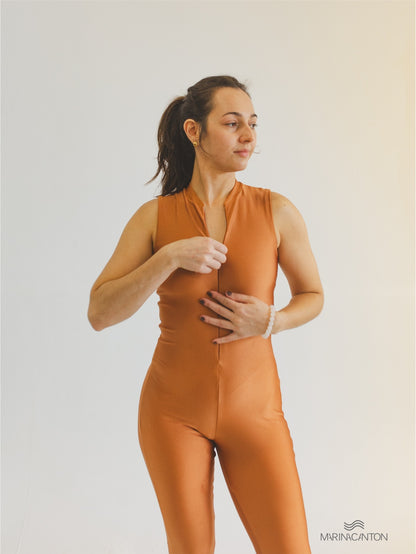 Macação Spirit Pilates com Zíper Cobre