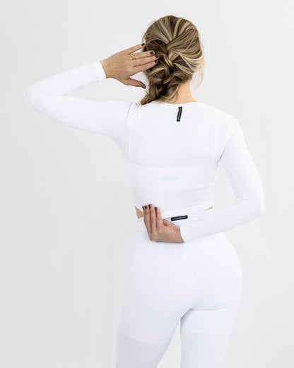 Cropped Breathe Manga Longa Branco