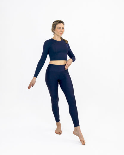 Cropped Breathe Manga Longa Marinho