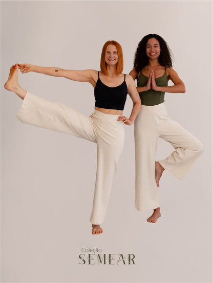 Calça Pantacourt Semear Canelado Linho