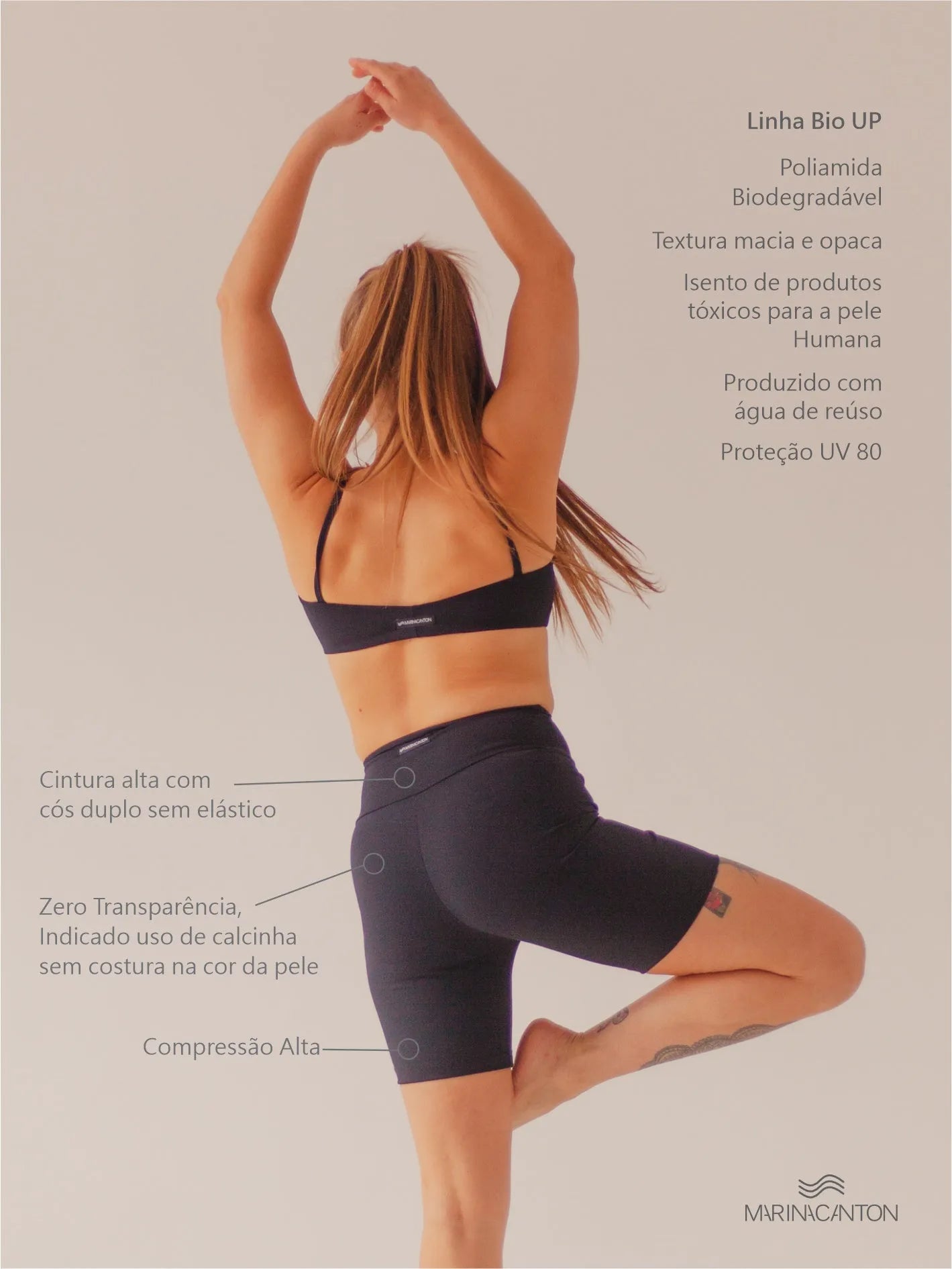 Bermuda Bio Up Compress Cintura Alta Preto