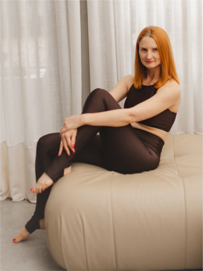 Legging Spirit Cintura Alta com Pézinho Café