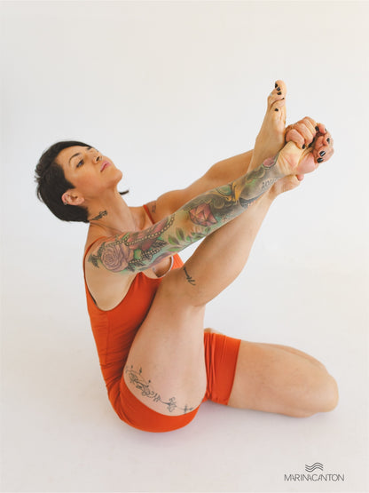 Macaquinho Bio Light Alcinha Costas V com Shorts Duplo Colors Laranja Terracota