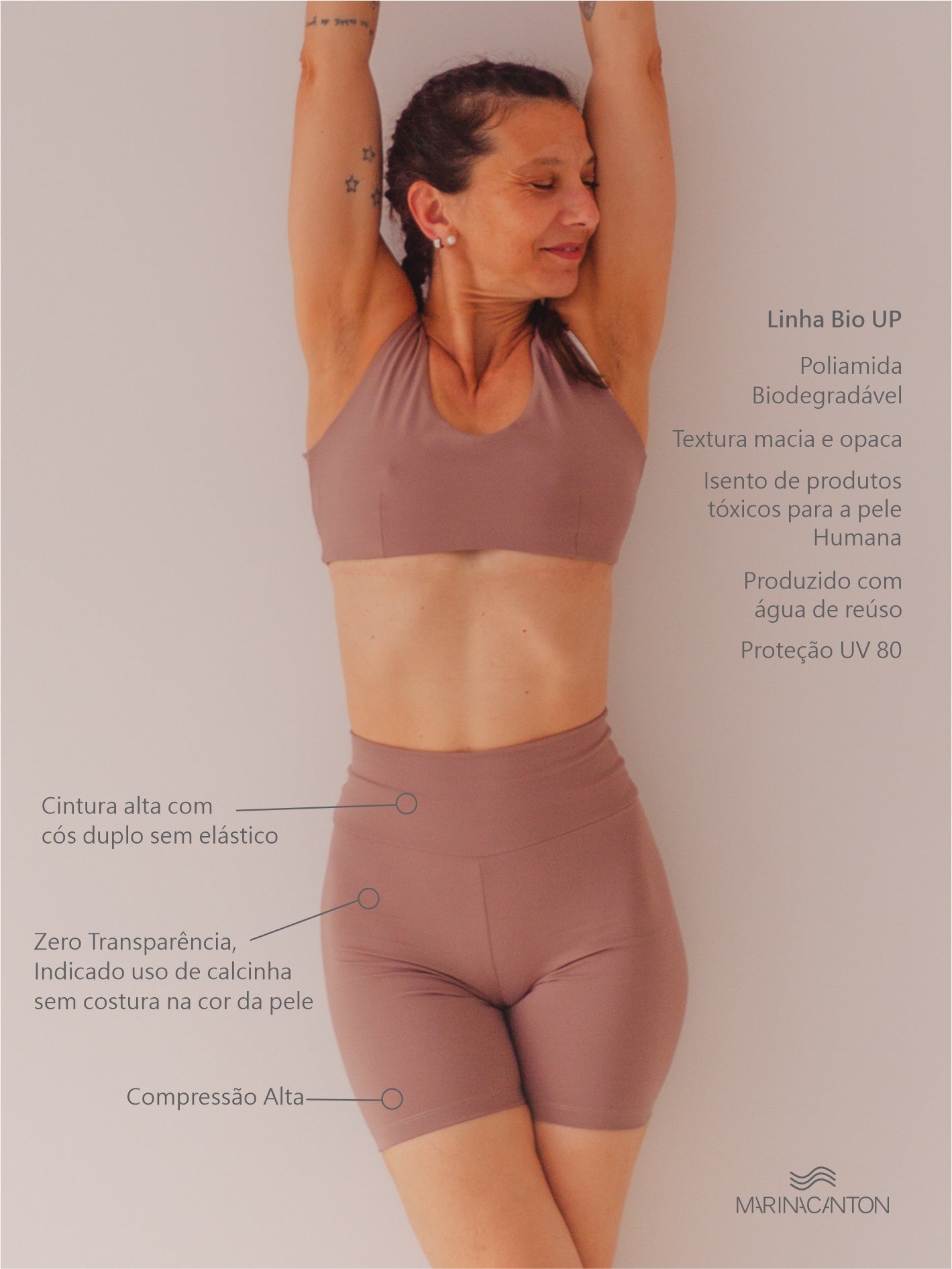 Bermuda Bio Up Compress Cintura Alta Avelã