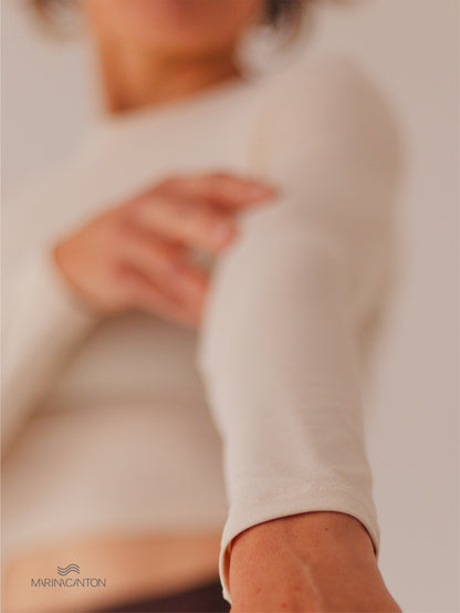 Cropped Breathe Manga Longa Off White