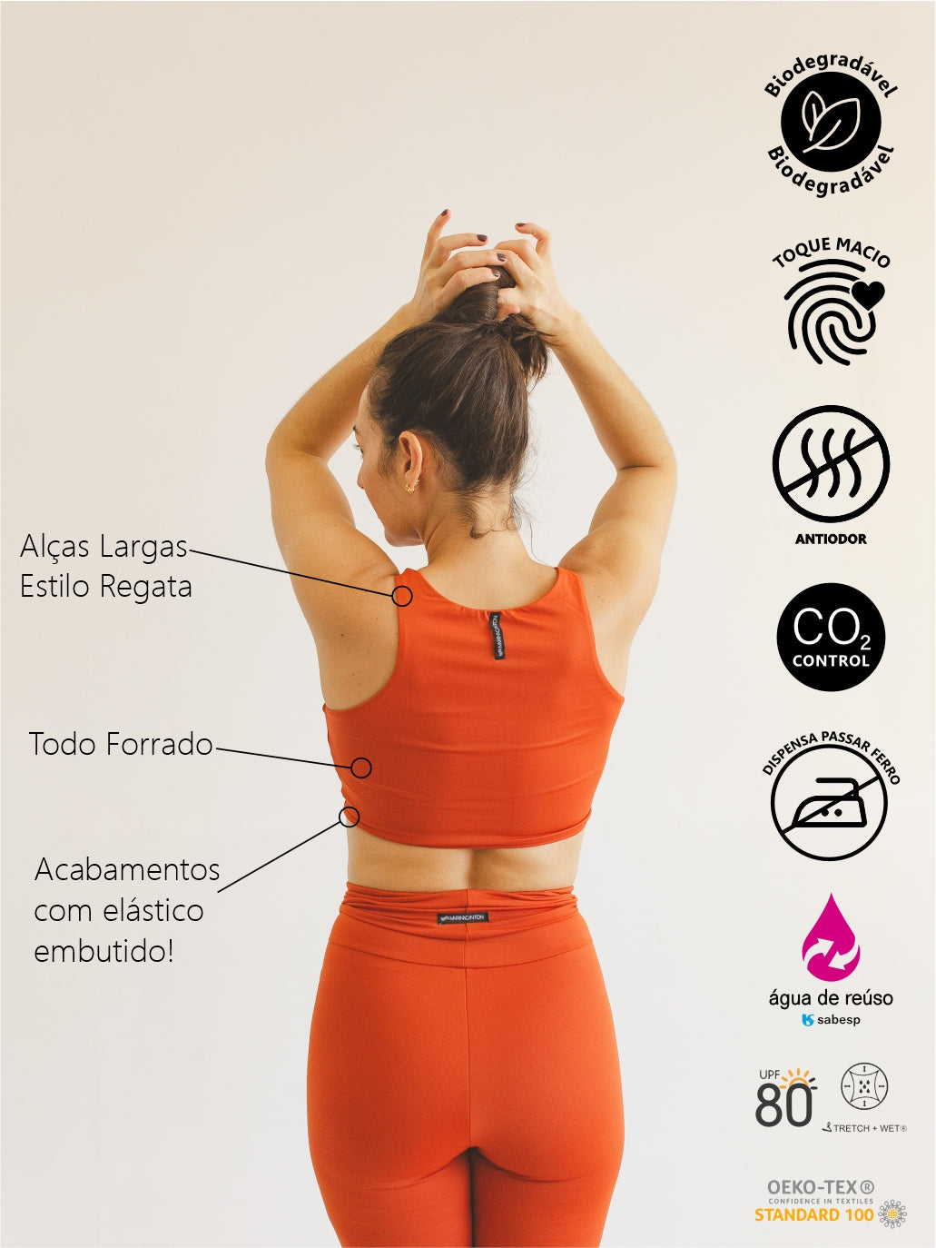 Top Cropped Bio Light Regata Colors Laranja Terracota