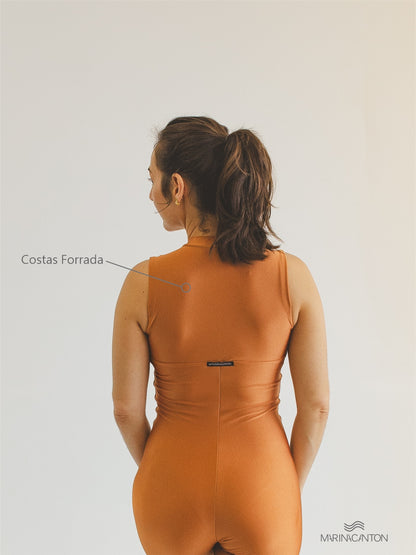 Macação Spirit Pilates com Zíper Cobre
