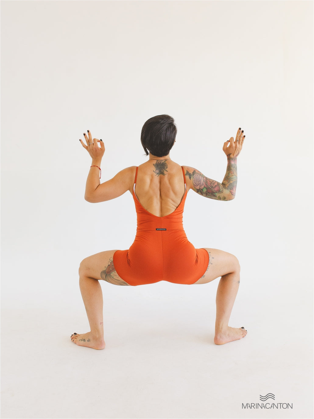 Macaquinho Bio Light Alcinha Costas V com Shorts Duplo Colors Laranja Terracota