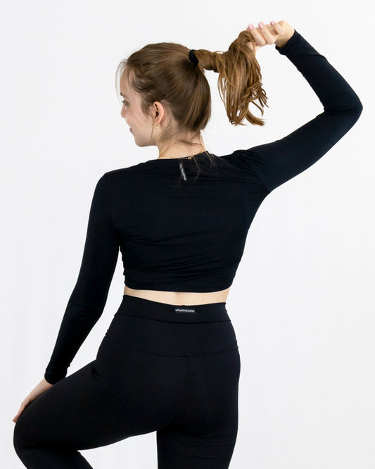 Cropped Breathe Manga Longa Preto