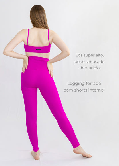 Legging Bio Light Cós Alongado com Shorts Interno Pink
