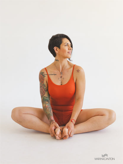 Macaquinho Bio Light Alcinha Costas V com Shorts Duplo Colors Laranja Terracota